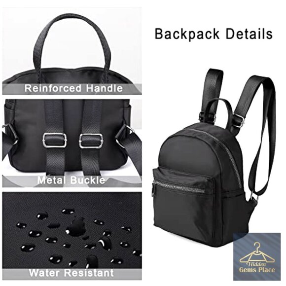 Mini Backpack Purse for Women, Waterproof Polyester, Adjustable Strap, 6 Pockets main image 7